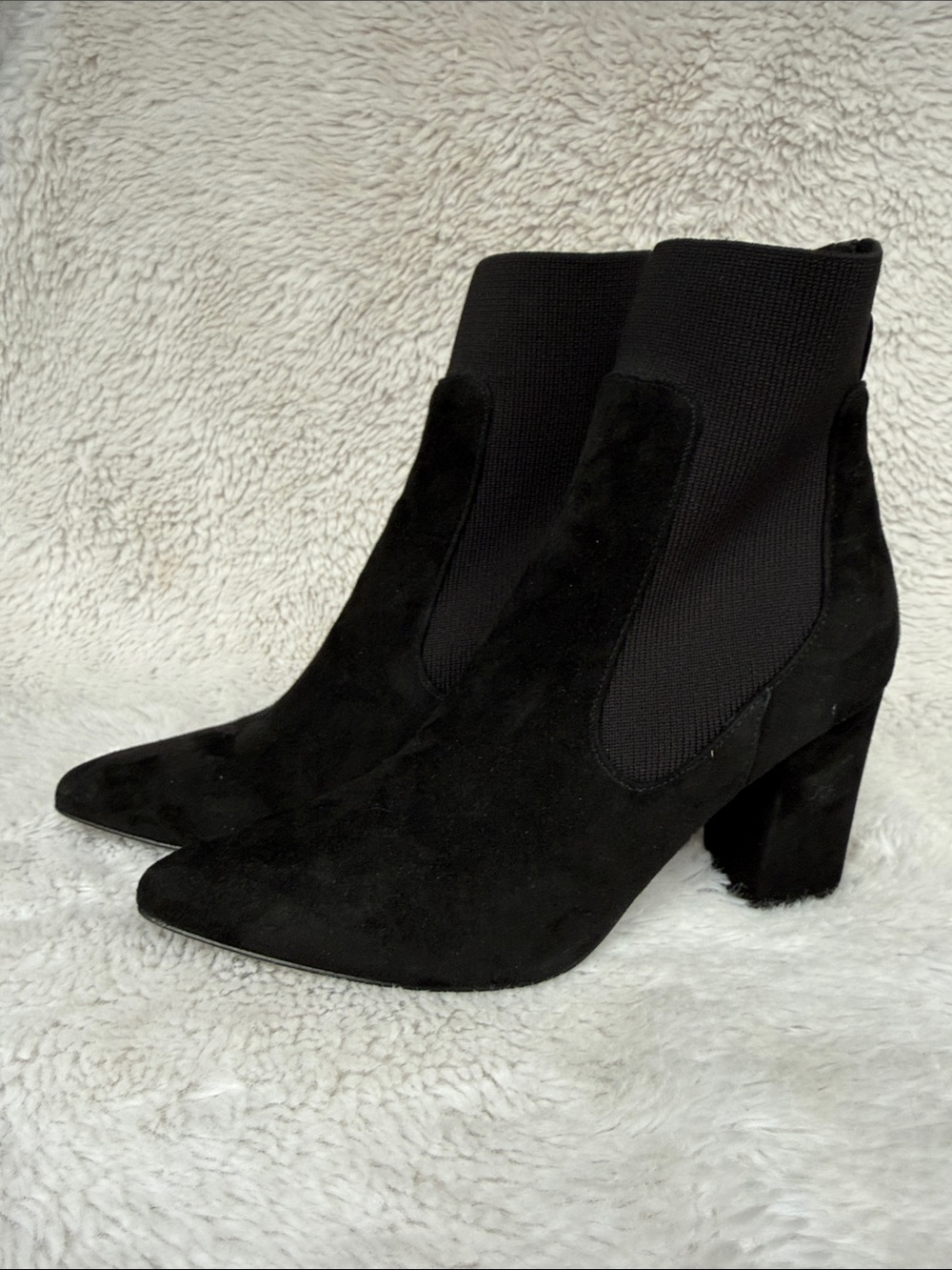 Women's Black Suede Block Heel Ankle Boots by Steve Madden